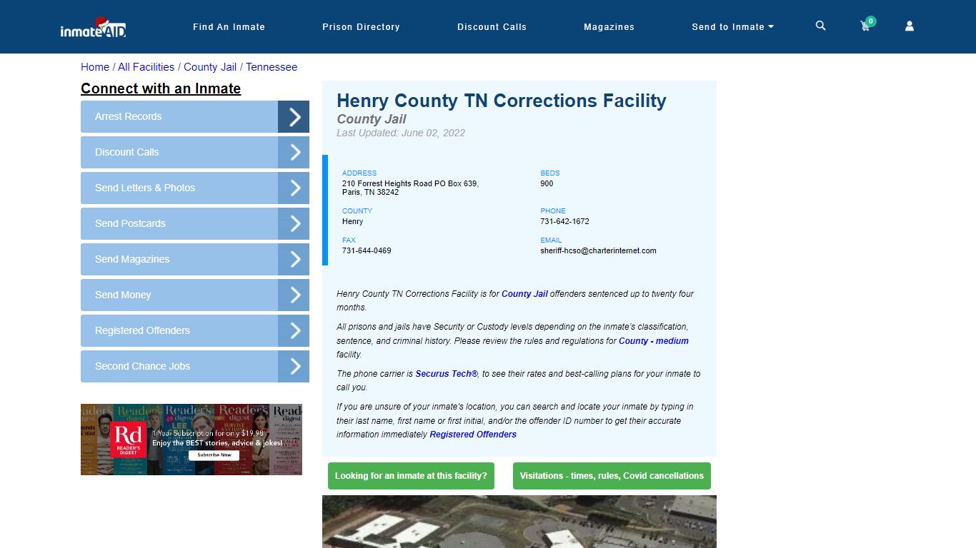 Henry County TN Corrections Facility - Inmate Locator - Paris, TN