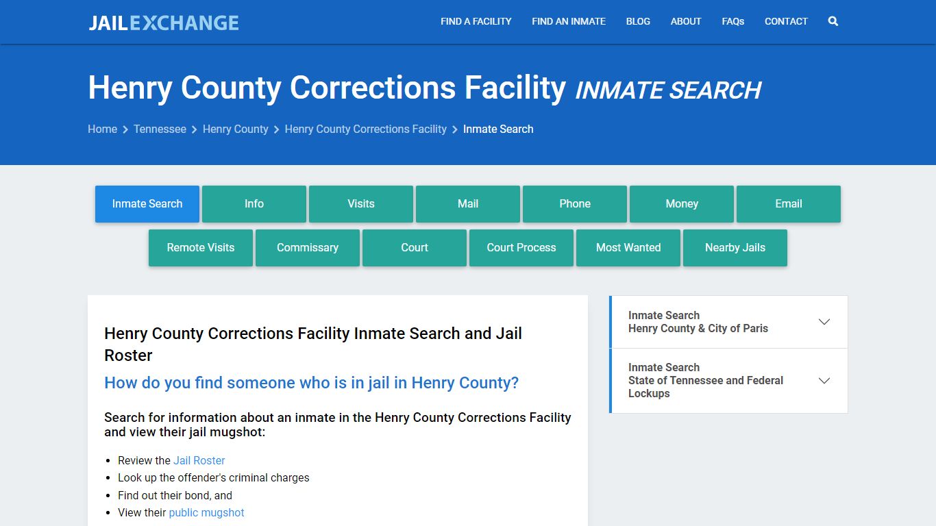 Henry County Corrections Facility Inmate Search - Jail Exchange